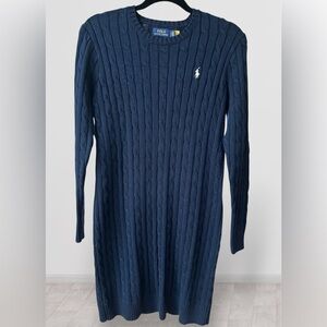 Polo by Ralph Lauren Navy Cable-Knit Crewneck Sweater Dress